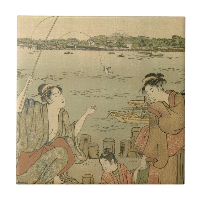 Carreau En Céramique Pêcheurs Japonais (Devant)