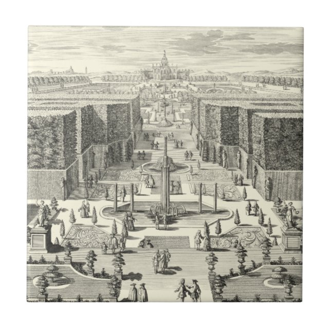 Carreau En Céramique Peinture à l'huile des Fontaines du Jardin de Vers (Devant)