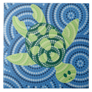 Carreau En Céramique Peinture à points de tortue autochtone
