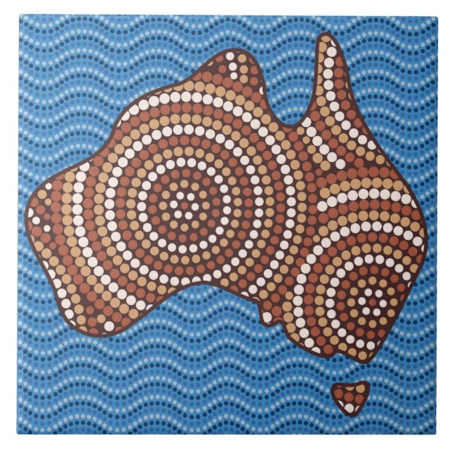 Carreau En Céramique Peinture à points en Australie aborigène (Devant)