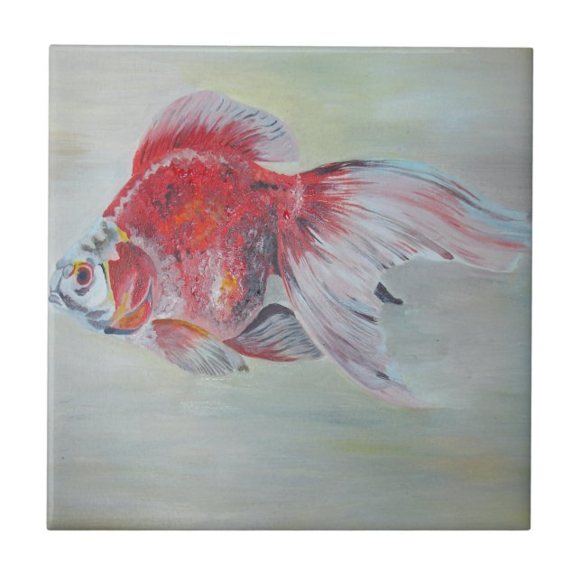 Carreau En Céramique Peinture acrylique de Ryukin Goldfish (Devant)