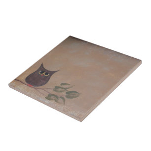 Carreau En Céramique Peinture acrylique Primitive Folk Art Owl