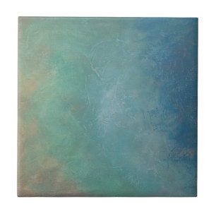 Carreau En Céramique Peinture bleue d'abrégé sur mer verte d'Ombre
