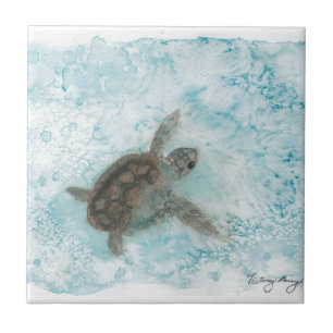 Carreau En Céramique Peinture d'aquarelle de tortue