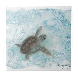Carreau En Céramique Peinture d'aquarelle de tortue