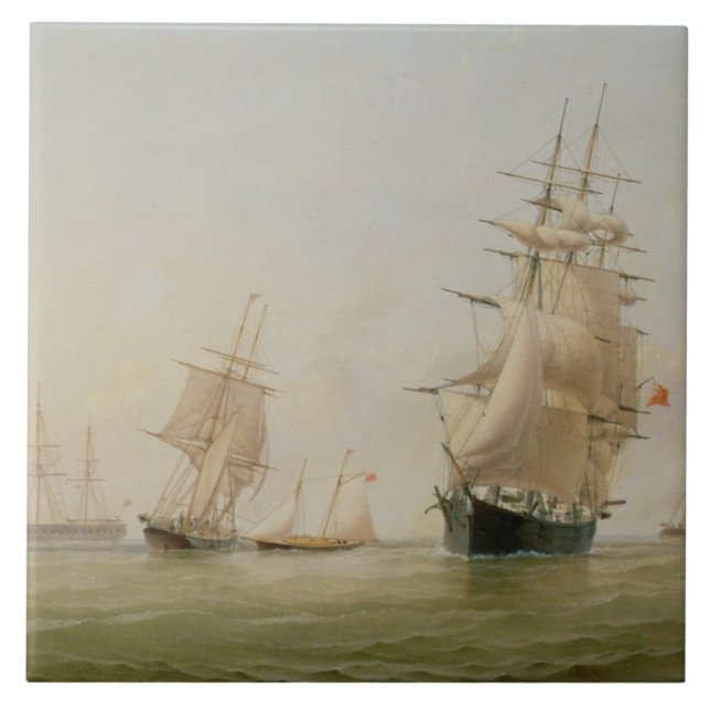Carreau En Céramique Peinture de bateau (huile sur la toile) (Devant)