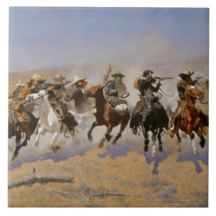 Carreau En Céramique Peinture de Frederic Remington “Dash For The Timbe
