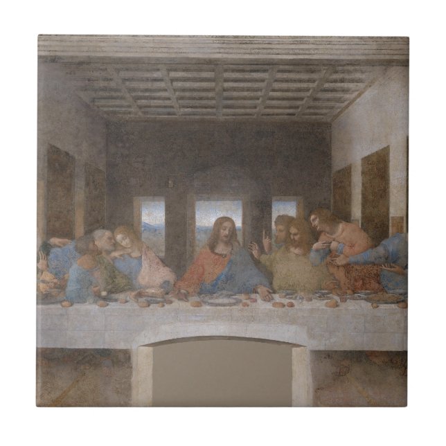 Carreau En Céramique Peinture de Leonardo da Vinci de dernier dîner (Devant)