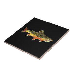 Carreau En Céramique Peinture de poisson à l'omble de fontaine