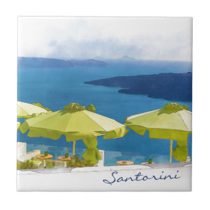 Carreau En Céramique Peinture de Santorini Grèce