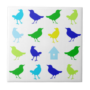 Carreau En Céramique Peinture d'oiseaux colorés par Chariklia Zarris