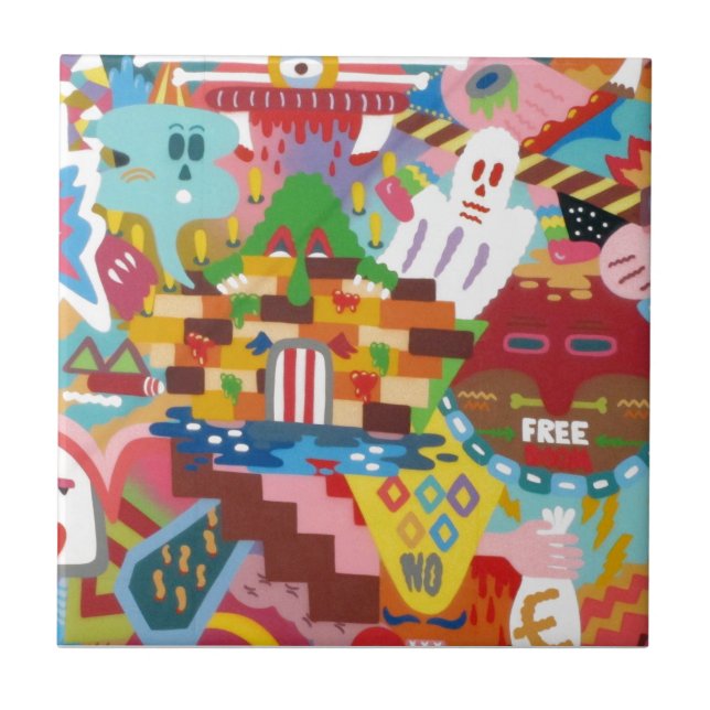 Carreau En Céramique Peinture murale de graffitis Abstraits Pastel (Devant)