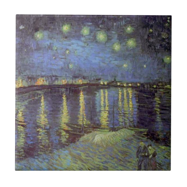 Carreau En Céramique Peinture nocturne étoilée de Van Gogh (Devant)