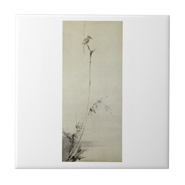 Carreau En Céramique Peinture par Miyamoto Musashi, C. 1600's (Devant)