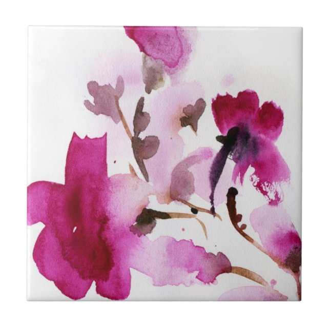 Carreau En Céramique Peintures florales abstraites 4 d'aquarelle (Devant)