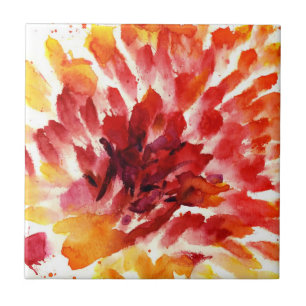 Carreau En Céramique Peintures florales abstraites 5 d'aquarelle
