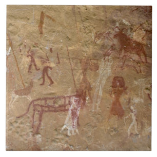 Carreau En Céramique Peintures rupestres préhistoriques, Akakus, Sahar