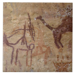 Carreau En Céramique Peintures rupestres préhistoriques avec des chamea