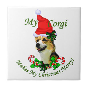 Carreau En Céramique Pembroke Welsh Corgi Noël