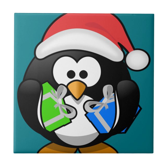 Carreau En Céramique Penguin avec cadeaux (Devant)