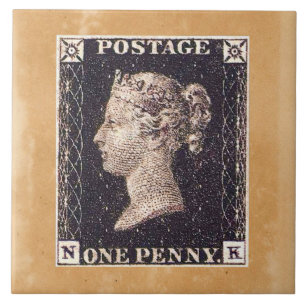 Carreau En Céramique Penny Black Postage Timbre