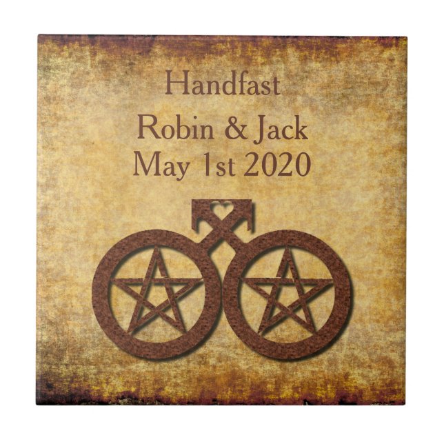 Carreau En Céramique Pentacle Rustique Pagan Gay Handfasting Carrelage  (Devant)