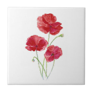 Carreau En Céramique Pépites rouges, Fleurs de jardin, Floral