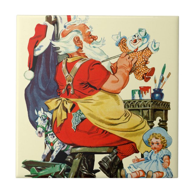 Carreau En Céramique Père Noël au travail (Devant)