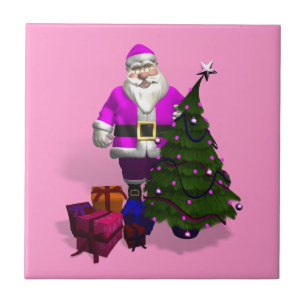 Carreau En Céramique Père Noël rose