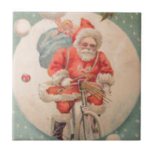 Carreau En Céramique Père Noël sur Bicylce
