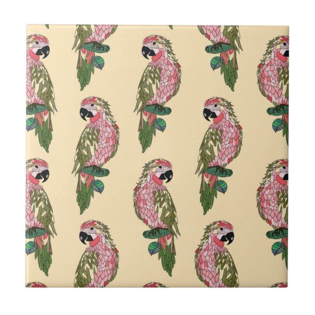 Carreau En Céramique Perroquets de style de Zentangle (Devant)