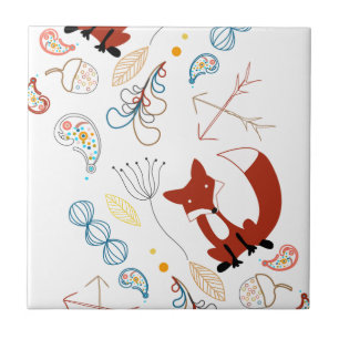 Carreau En Céramique Personnaliser le Motif Woodland Fox moderne