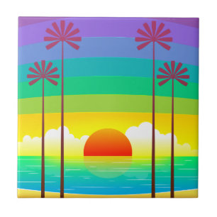 Carreau En Céramique Petit coucher de soleil (4,25 po x 4,25 po) Carrel