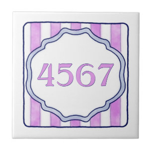 Carreau En Céramique Petit numéro de maison rose et lavande
