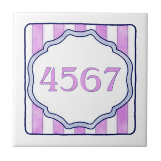 Carreau En Céramique Petit numéro de maison rose et lavande