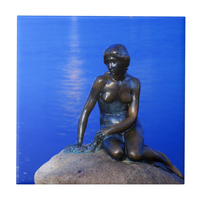 Carreau En Céramique Petite statue de sirène, Copenhague, Danemark (Devant)