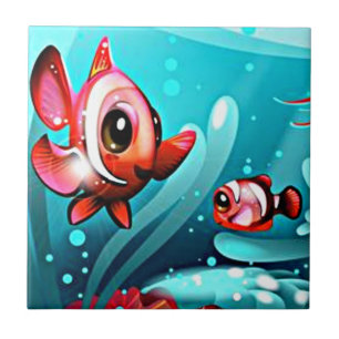 Carreau En Céramique Petite tuile de poissons de grands poissons