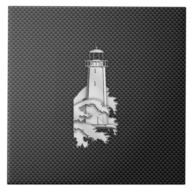Carreau En Céramique Phare Chrome Style sur fibre de carbone (Devant)