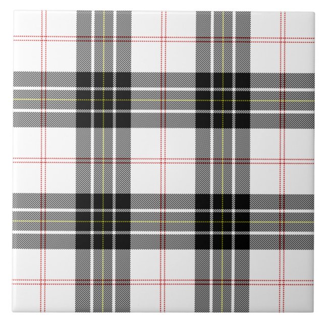 Carreau En Céramique Pherson tartan noir blanc plaid (Devant)