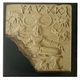Carreau En Céramique Phoque de Pasupati de stéatite, Mohenjodaro,