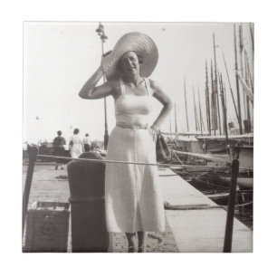 Carreau En Céramique Photo vintage en noir et blanc Cannes, France 1930