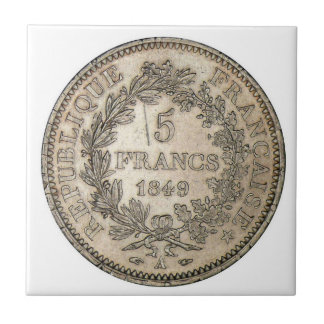 CARREAU EN CÉRAMIQUE PIÈCE DE MONNAIE 1849 DE 5 FRANCS