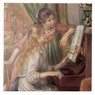 Carreau En Céramique Pierre A Renoir   Jeunes filles au piano