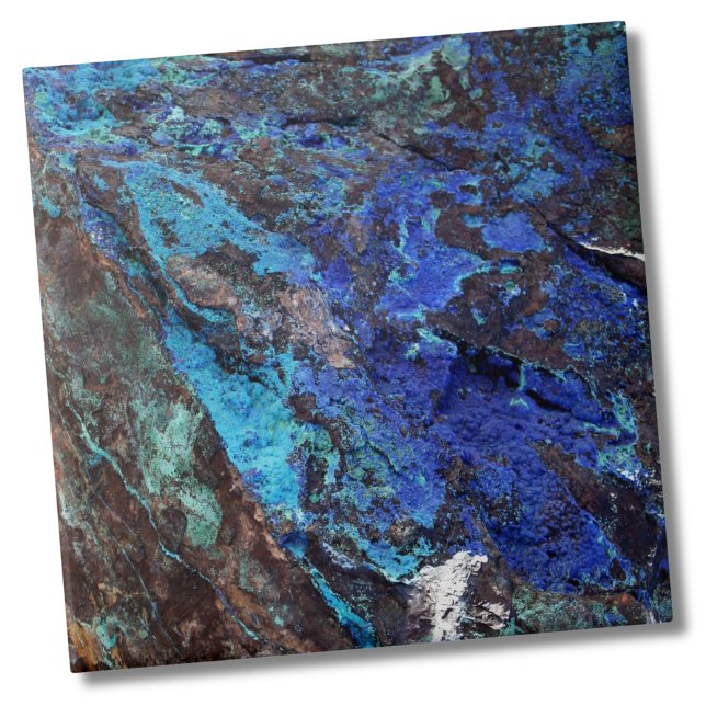 Carreau En Céramique Pierre de marbre bleu élégant (Stylish Unique Dark Blue Turquoise Mineral Stone Tile)