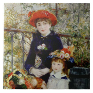 Carreau En Céramique Pierre Renoir Deux Soeurs, ou sur la terrasse