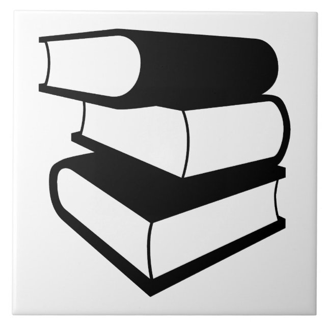 Carreau En Céramique Pile de livres noirs (Devant)