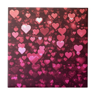 Carreau En Céramique Pink Bokeh Hearts papier peint Arrière - plan numé