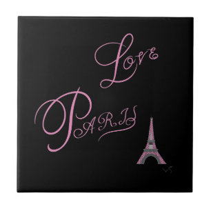 Carreau En Céramique Pink-Love-Paris-Eiffel-Tower-Unique