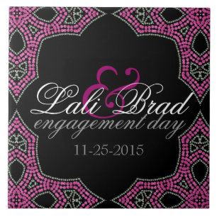 Carreau En Céramique Pink + Silver Fiançailles de l'Est Keepsaké cadeau