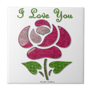 Carreau En Céramique Pink Stencil Rose I Love You